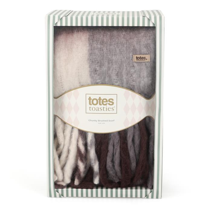 totes toasties® Ladies Chunky Brushed Scarf Burgundy Mix Extra Image 5